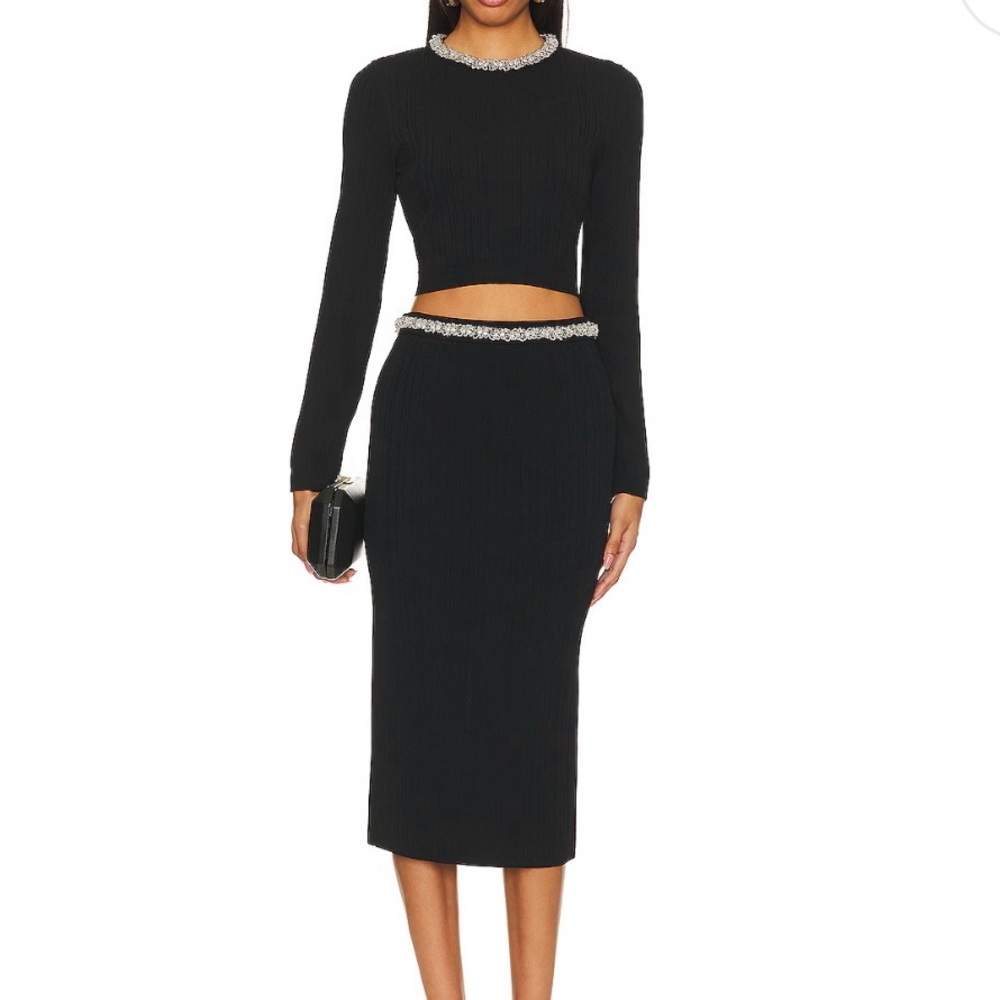 Cinq a Sept Black Midi Pencil Skirt Set